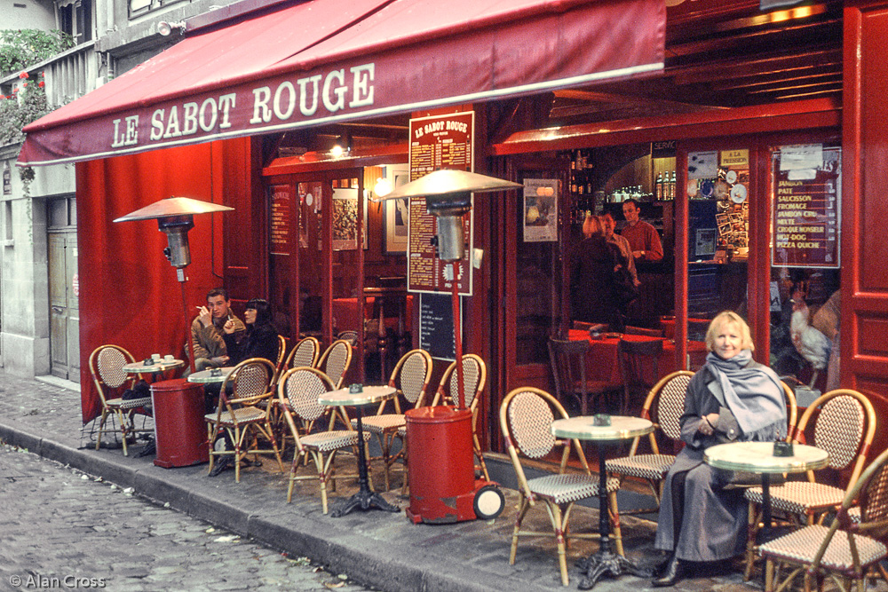 Eileen at a café in Montmartre