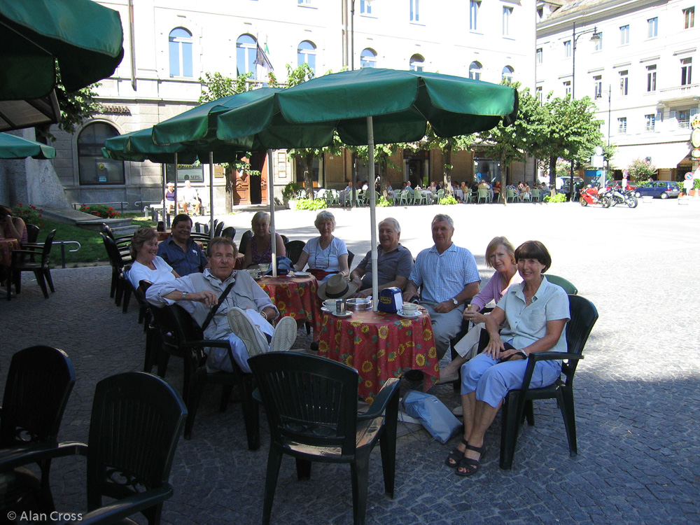 Some of the group in Domodossola, waiting for the Centovalli train