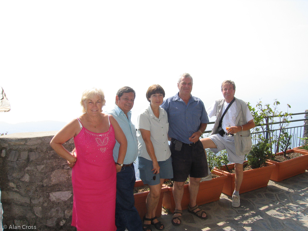 Bucket lift at Laveno: some of the group at the restaurant