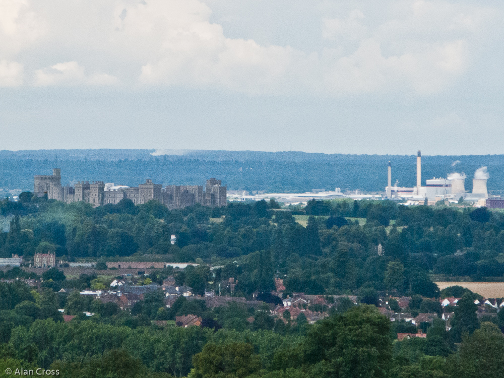 View from the Air Forces Memorial - Windsor Castle, and industrial Slough beyond