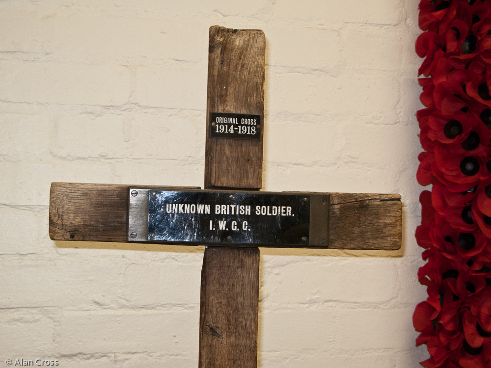 The First World War cross displayed at Westminster Abbey on Remembrance Day