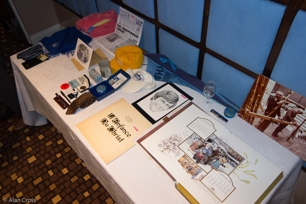 In the bar: items of memorabilia brought in by those members who braved the heavy snow