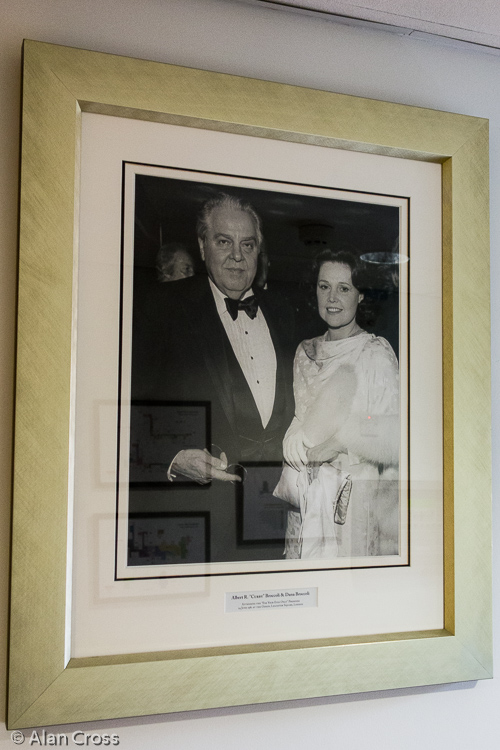 Photo of Albert "Cubby" Broccoli and Dana Broccoli, in the reception hall of the Cloisters