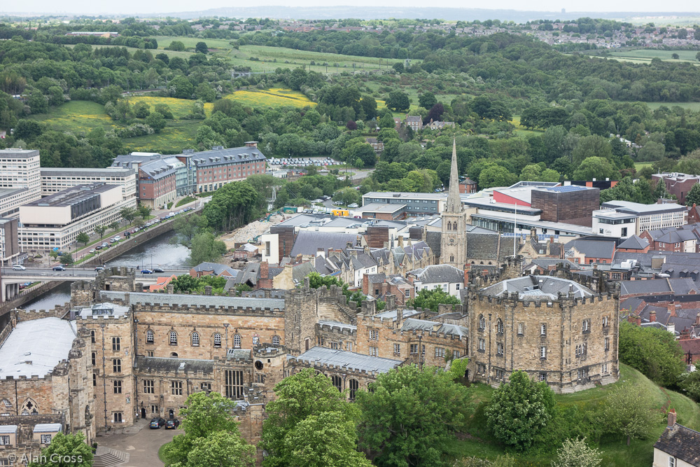 View of Durham Castle from the top of the Cathedral Tower