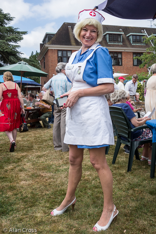 Marie West, Glebelands' new Wellbeing Therapist, in her Barbara Windsor 'Carry On Doctor' costume (not her normal uniform, chaps!)