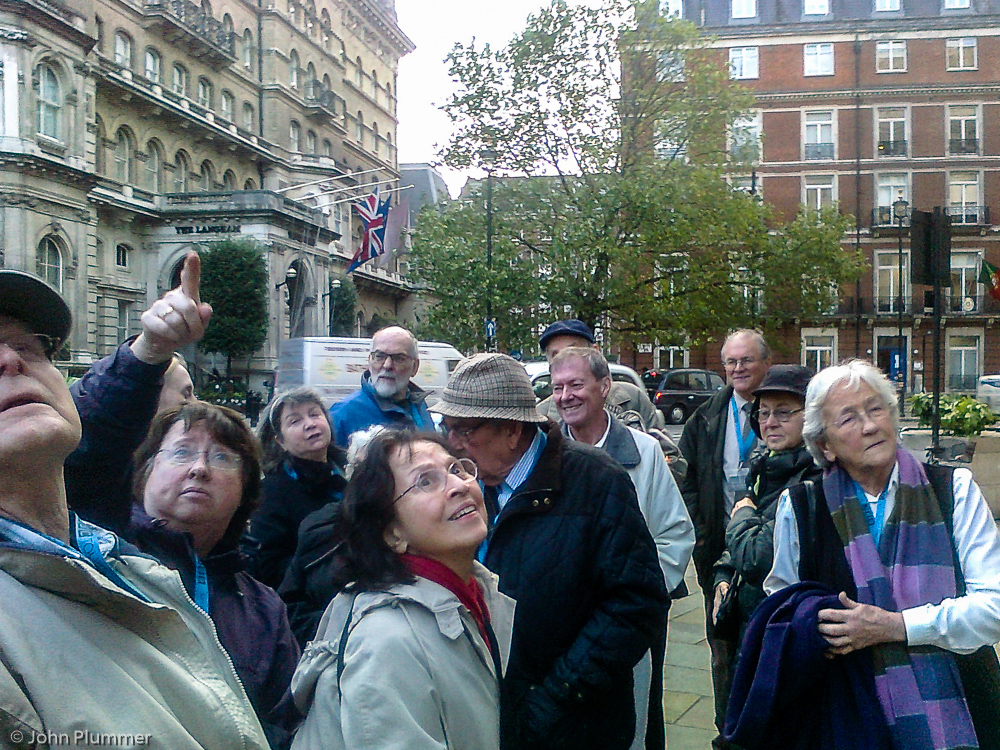 The 13.45 group admiring the exterior of the old BBC Art Deco building