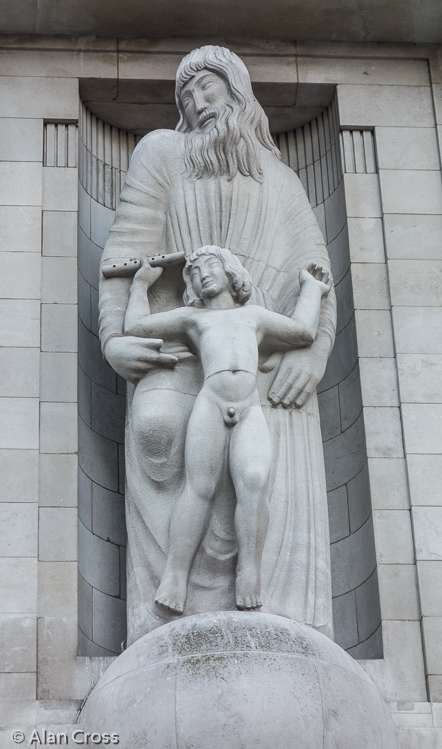 Prospero and Ariel by Eric Gill, over the door of the old BBC building