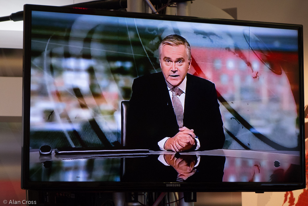 Huw Edwards introducing Eddie and Mike