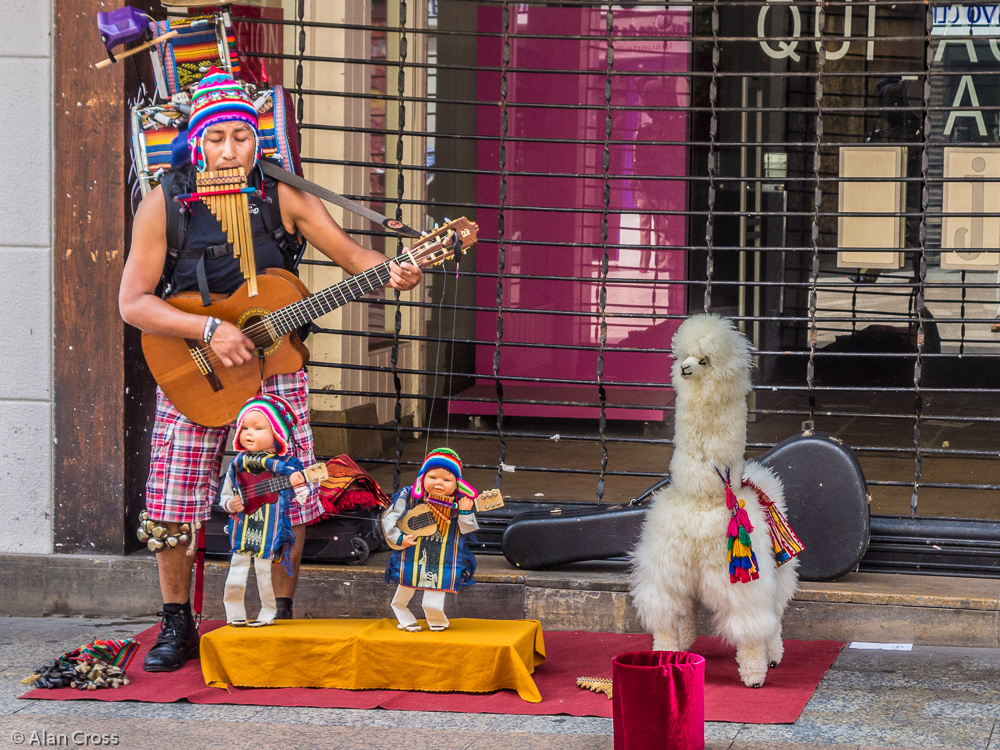 Street musician in Santander - with Eileen