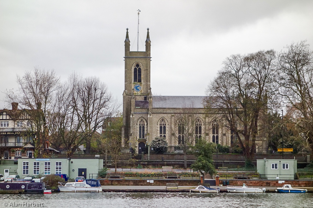 St Mary's Parish Church, across the river at Garrick's Ait