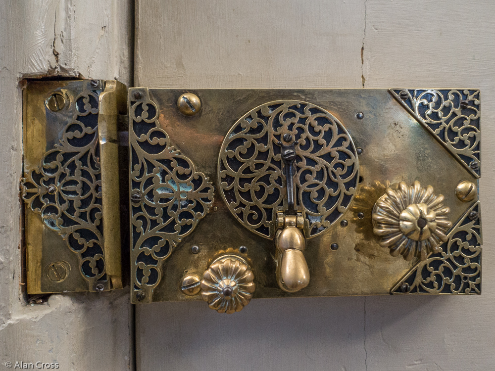 Ornate door lock on Robert Walpole's bedroom door