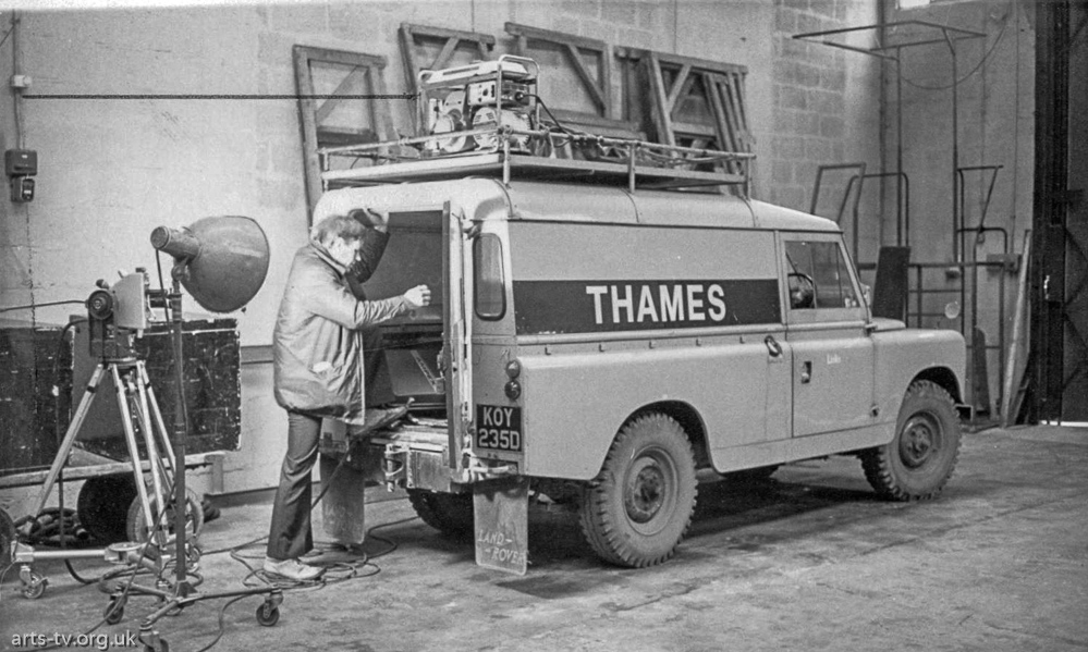 Doug Rowlands (?) at back of Thames Land Rover – Honda generator