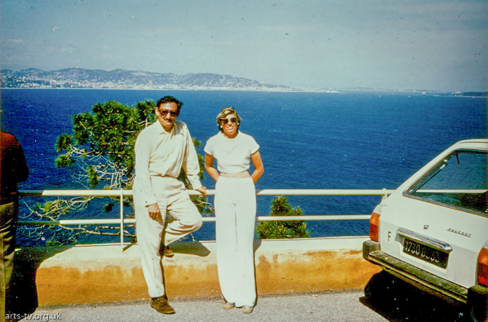 Mike Rhodes, cameraman; Cherry Crompton, on our one day off Magpie filming on the French Riviera 1975