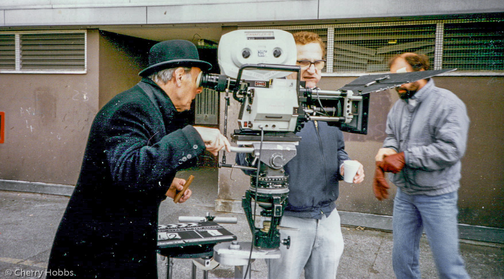 Eric Sykes on the camera, ?, Ted Adcock film cameraman, Euston